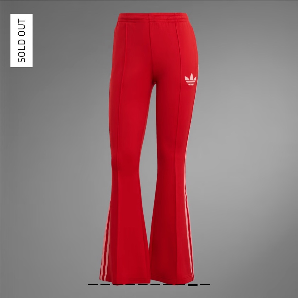 Adidas Red Track Pants with White Stripes - Picture 4 of 14